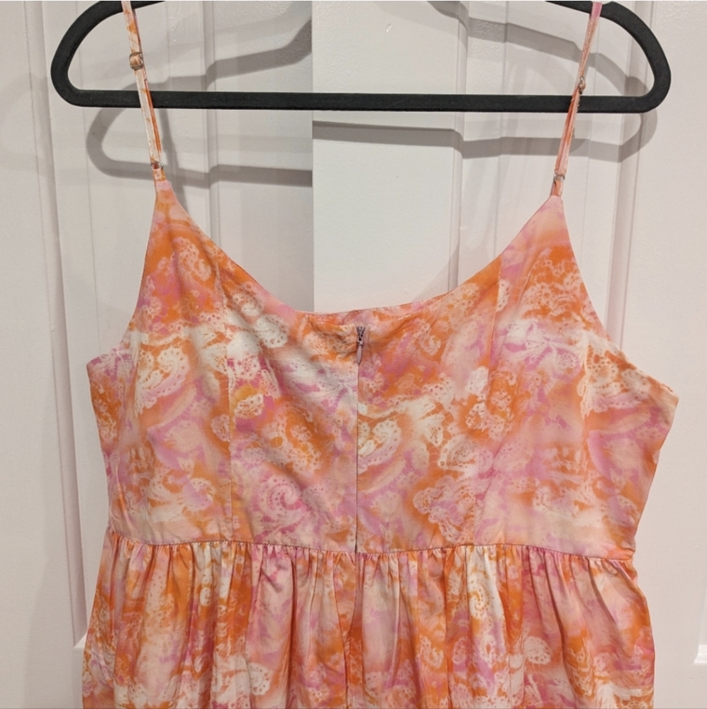 Topshop Dress 14 Pink Orange Sleeveless Maxi Midi Cutout Poplin - Picture 5 of 12